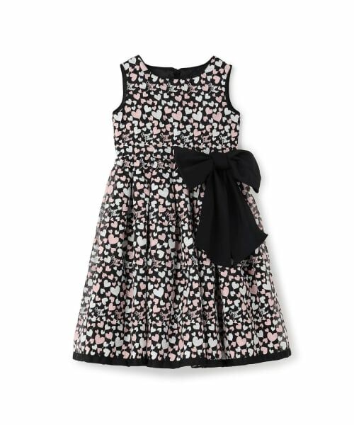 mezzo piano / メゾピアノ ミニ丈・ひざ丈ワンピース | 【Premium line】ハートロゴレース　ワンピース（黒）