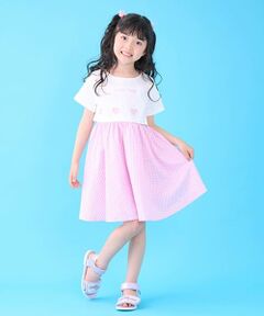 mezzo piano / メゾピアノ ミニ丈・ひざ丈ワンピース | 星柄・ギンガム　キャミワンピース＆Tシャツセット