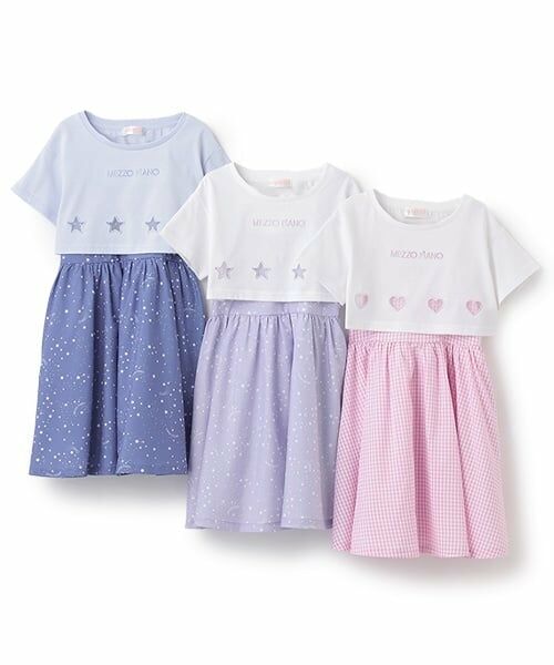 mezzo piano / メゾピアノ ミニ丈・ひざ丈ワンピース | 星柄・ギンガム　キャミワンピース＆Tシャツセット | 詳細16