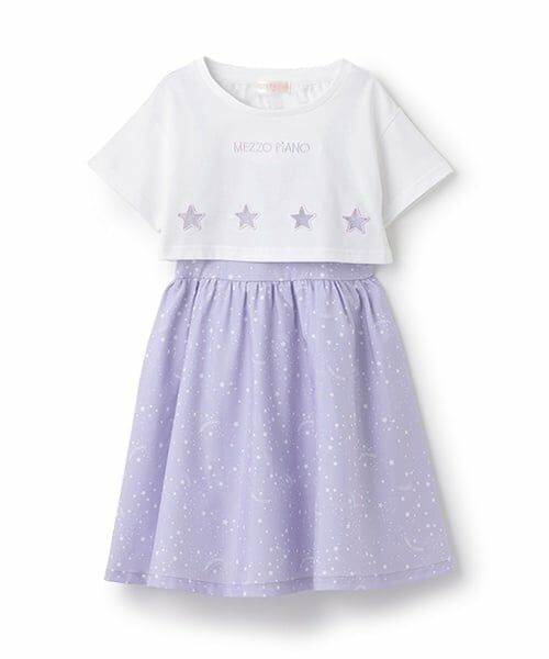 mezzo piano / メゾピアノ ミニ丈・ひざ丈ワンピース | 星柄・ギンガム　キャミワンピース＆Tシャツセット | 詳細18