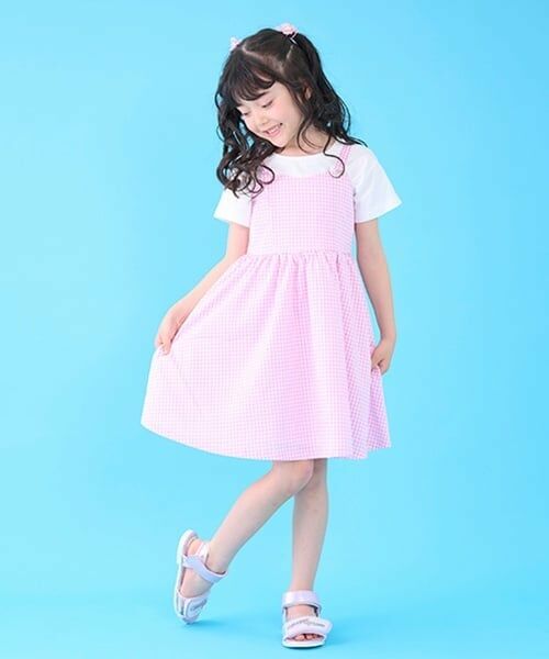 mezzo piano / メゾピアノ ミニ丈・ひざ丈ワンピース | 星柄・ギンガム　キャミワンピース＆Tシャツセット | 詳細24