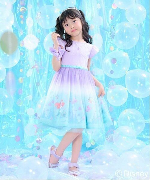 mezzo piano / メゾピアノ ミニ丈・ひざ丈ワンピース | 【Disneyアリエル】なりきりワンピース（ラベンダー）