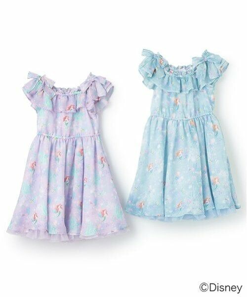 mezzo piano / メゾピアノ ミニ丈・ひざ丈ワンピース | 【Disneyアリエル】総柄ワンピース | 詳細10