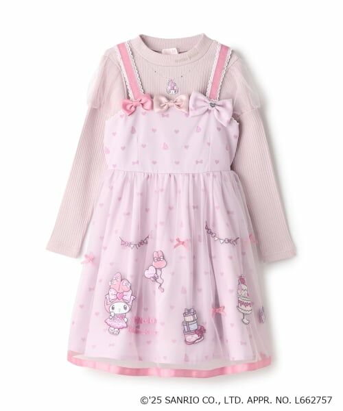 mezzo piano / メゾピアノ ミニ丈・ひざ丈ワンピース | 【マイメロディ/クロミ】テレコTシャツ＆ワンピースSET（ピンク）