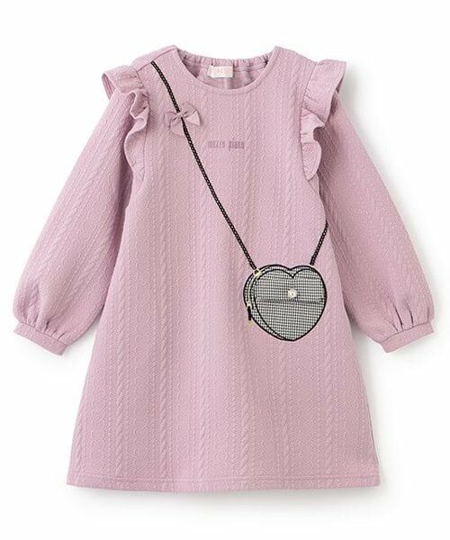 mezzo piano / メゾピアノ ミニ丈・ひざ丈ワンピース | ★キルトジャガード　ハートポシェット風ワンピース（ライラック）