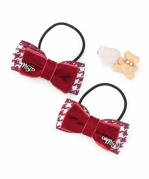 mezzo piano / メゾピアノ ヘアゴム・シュシュ | キャンディラッピング クマ ヘアアクセサリーセット（赤）