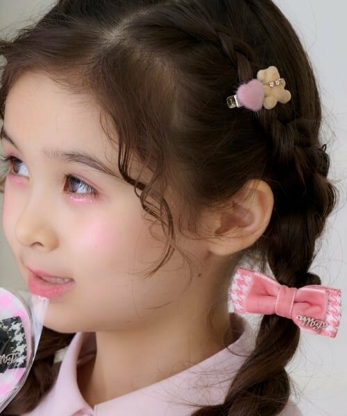 mezzo piano / メゾピアノ ヘアゴム・シュシュ | キャンディラッピング クマ ヘアアクセサリーセット（ピンク）