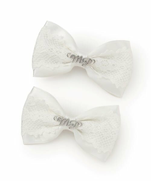 mezzo piano / メゾピアノ ヘアピン | ミニリボン　ヘアクリップ2個セット（オフ ホワイト）