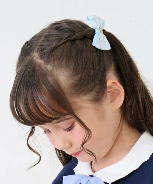 mezzo piano / メゾピアノ ヘアピン | ミニリボン　ヘアクリップ2個セット（サックス）