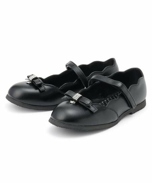 mezzo piano / メゾピアノ パンプス | スカラップリボン　バレエシューズ（黒）