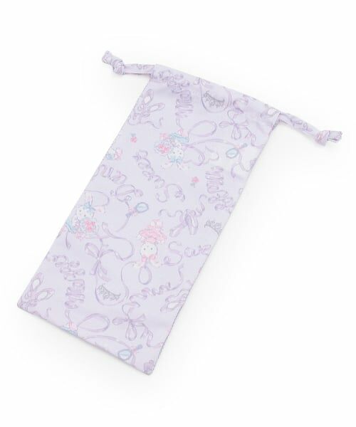 mezzo piano / メゾピアノ ポーチ | 【バレエ】ウサギバレエ柄裏メッシュバレエシューズ用巾着（ラベンダー）