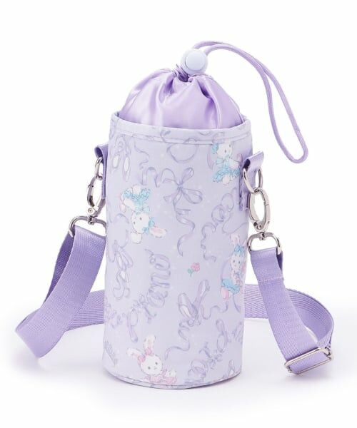 mezzo piano / メゾピアノ 食器 | 【バレエ】ウサギバレエ柄ショルダーつきペットボトルホルダー（ラベンダー）
