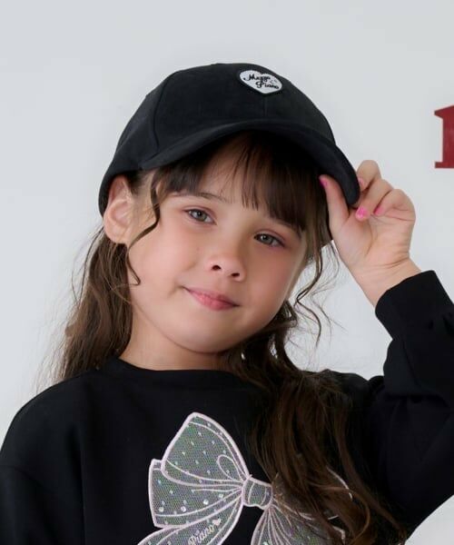 mezzo piano / メゾピアノ キャップ | ハートワッペン　キャップ（黒）