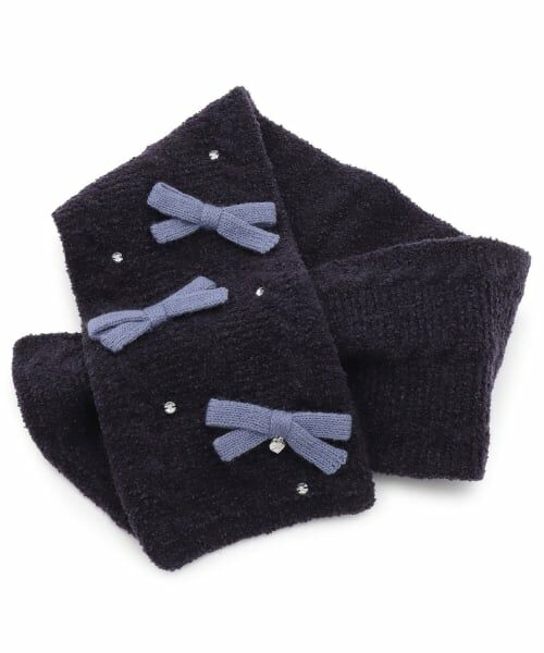 mezzo piano / メゾピアノ マフラー・ショール・スヌード・ストール | リボン　マシュマロニット　マフラー（紺）
