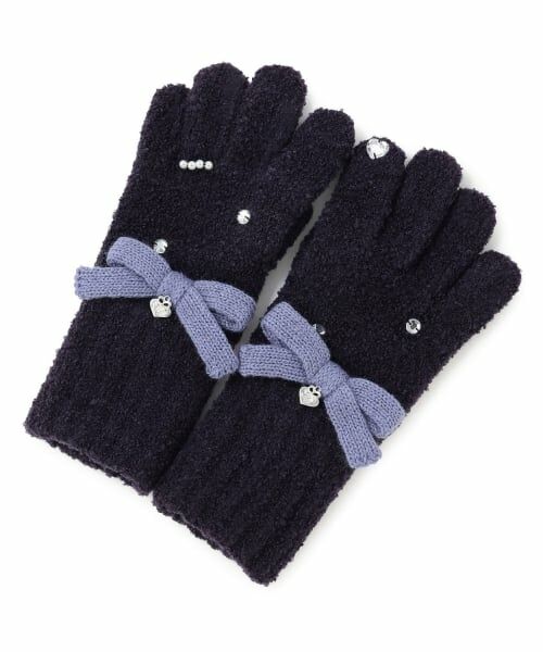 mezzo piano / メゾピアノ 手袋 | リボン　マシュマロニット　手袋 | 詳細1
