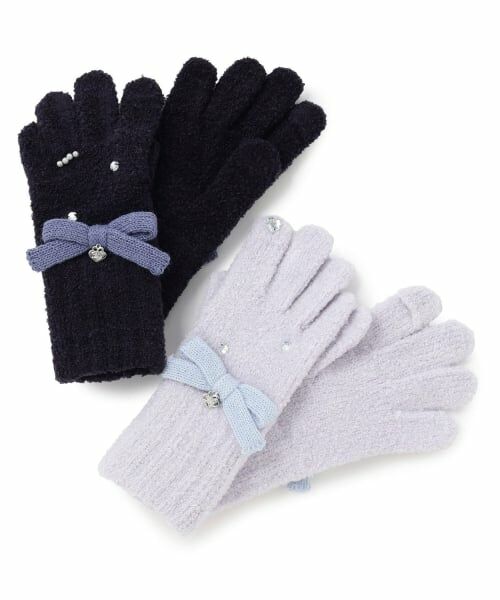 mezzo piano / メゾピアノ 手袋 | リボン　マシュマロニット　手袋 | 詳細5