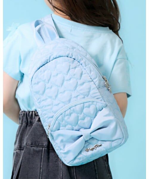 mezzo piano / メゾピアノ メッセンジャーバッグ・ウエストポーチ | ハートキルト2wayボディバッグ（サックス）