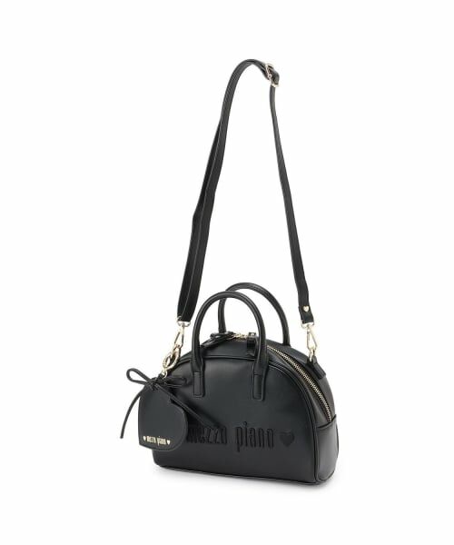 mezzo piano / メゾピアノ ショルダーバッグ | ハートミラーつき　2wayショルダーバッグ（黒）