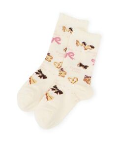 mezzo piano / メゾピアノ ソックス | カフェ柄クルーソックス