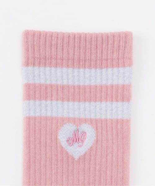mezzo piano / メゾピアノ ソックス | ロゴ刺しゅうラインリブ　ハイソックス | 詳細1