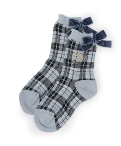 mezzo piano / メゾピアノ ソックス | リボンつき　チェック柄ソックス