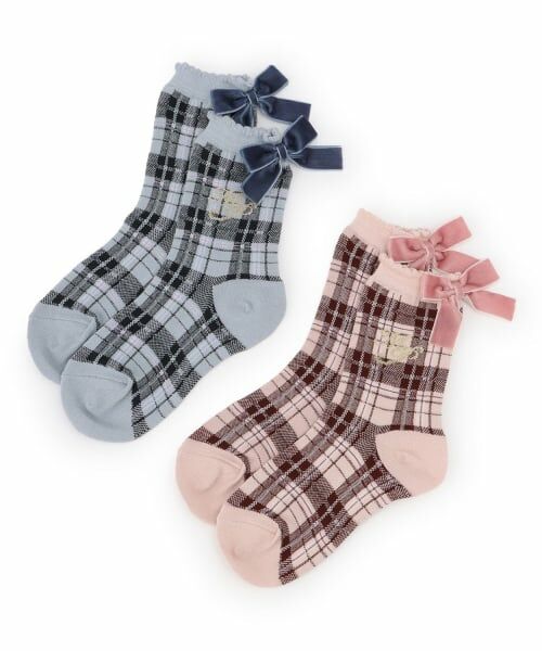 mezzo piano / メゾピアノ ソックス | リボンつき　チェック柄ソックス | 詳細3