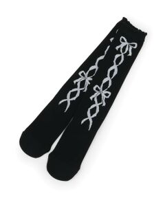 mezzo piano / メゾピアノ ソックス | レースアップリボン柄　ハイソックス