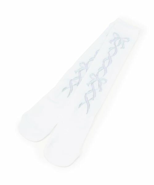 mezzo piano / メゾピアノ ソックス | レースアップリボン柄　ハイソックス | 詳細5