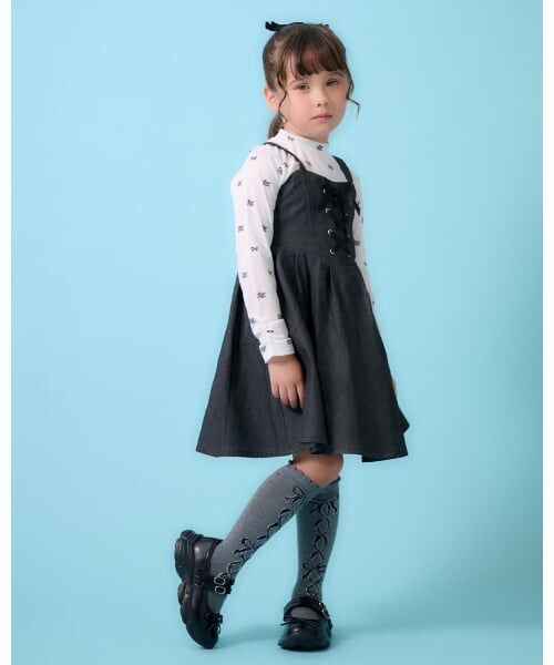 mezzo piano / メゾピアノ ソックス | レースアップリボン柄　ハイソックス | 詳細8