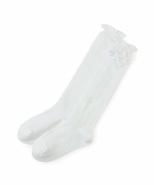 mezzo piano / メゾピアノ ソックス | リボンつき　ハイソックス（オフ ホワイト）