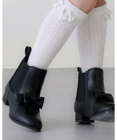 mezzo piano / メゾピアノ ブーツ（ショート丈） | リボン　サイドゴアブーツ