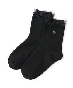 mezzo piano / メゾピアノ ソックス | フリル　ロゴ刺しゅうソックス