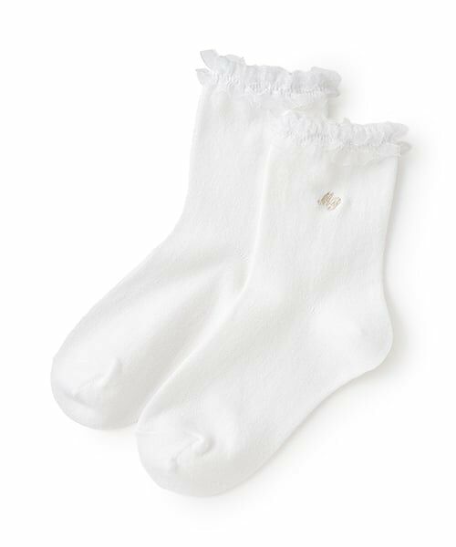 mezzo piano / メゾピアノ ソックス | フリル　ロゴ刺しゅうソックス | 詳細6