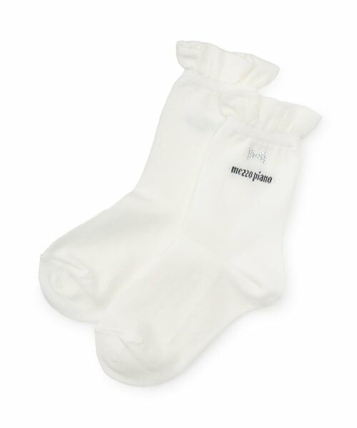 mezzo piano / メゾピアノ ソックス | リボンラインストーンつき　ソックス（オフ ホワイト）