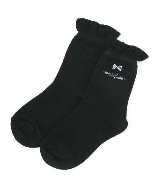 mezzo piano / メゾピアノ ソックス | リボンラインストーンつき　ソックス（黒）