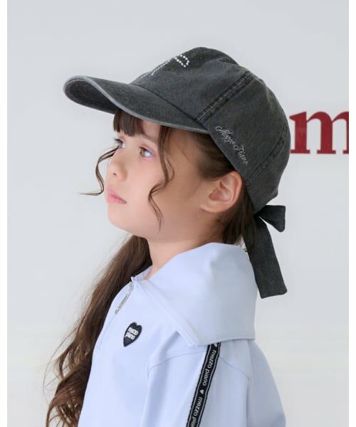 mezzo piano / メゾピアノ キャップ | ラインストーンリボン　デニムキャップ | 詳細9