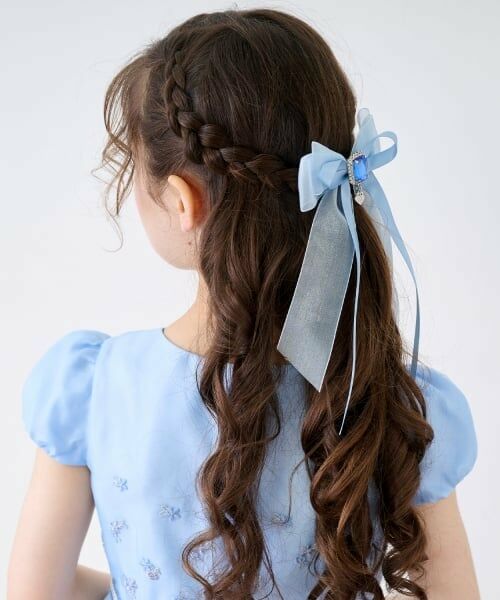 mezzo piano / メゾピアノ ヘアピン | サテンオーガンジーリボン　ヘアクリップ（サックス）