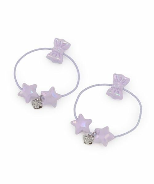 mezzo piano / メゾピアノ ヘアゴム・シュシュ | リボン＆星　ヘアポニー2個セット（ラベンダー）