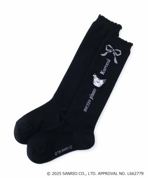mezzo piano / メゾピアノ ソックス | 【マイメロディ/クロミ】ロゴ　ハイソックス（黒）