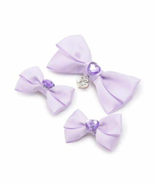 mezzo piano / メゾピアノ ヘアピン | ミニリボン　ヘアクリップ3個セット（パープル）