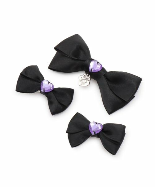 mezzo piano / メゾピアノ ヘアピン | ミニリボン　ヘアクリップ3個セット（黒）