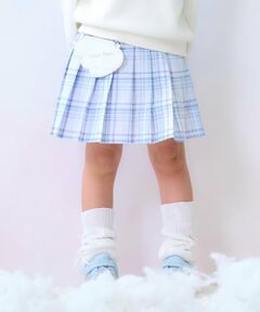 mezzo piano / メゾピアノ ショート・ハーフ・半端丈パンツ | エンジェルポーチつき　チェック・デニム　プリーツスカパン