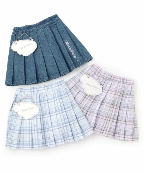 mezzo piano / メゾピアノ ショート・ハーフ・半端丈パンツ | エンジェルポーチつき　チェック・デニム　プリーツスカパン | 詳細9