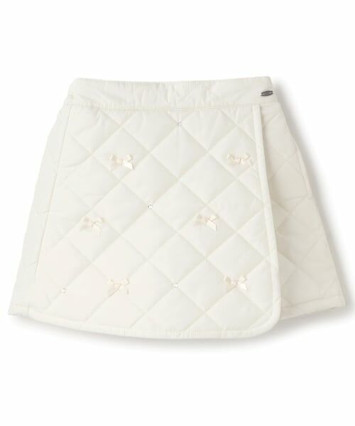 mezzo piano / メゾピアノ ショート・ハーフ・半端丈パンツ | リボンキルティング　ラップショートパンツ（アイボリー）