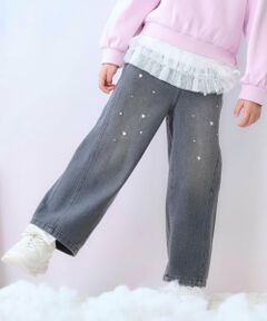 mezzo piano / メゾピアノ その他パンツ | キラキラデニム・ツイル　ワイドパンツ