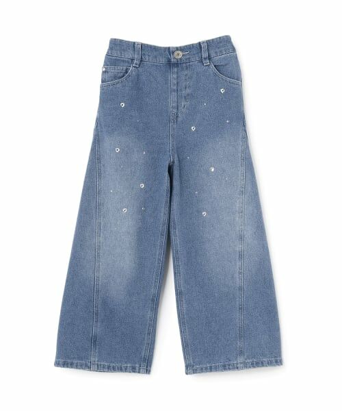 mezzo piano / メゾピアノ その他パンツ | キラキラデニム・ツイル ワイドパンツ(サックス)