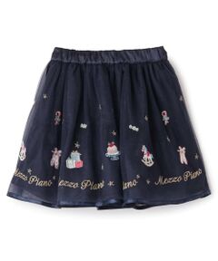 mezzo piano / メゾピアノ ミニ・ひざ丈スカート | くるみ割り人形刺しゅうチュールスカート