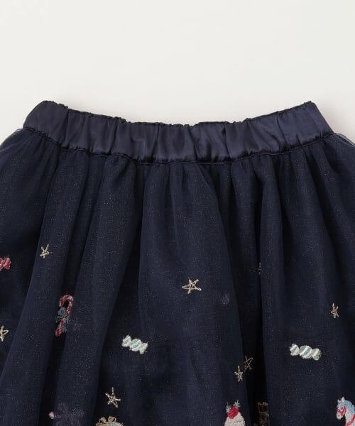 mezzo piano / メゾピアノ ミニ・ひざ丈スカート | くるみ割り人形刺しゅうチュールスカート | 詳細2