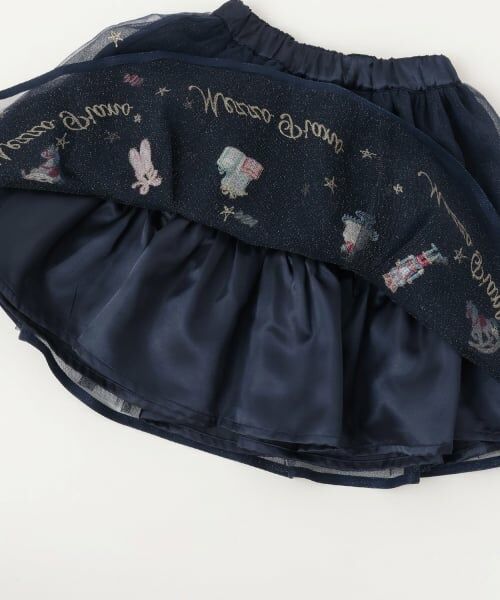 mezzo piano / メゾピアノ ミニ・ひざ丈スカート | くるみ割り人形刺しゅうチュールスカート | 詳細5