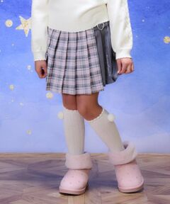 mezzo piano / メゾピアノ ショート・ハーフ・半端丈パンツ | 切替ハートベルト　チェックプリーツスカパン